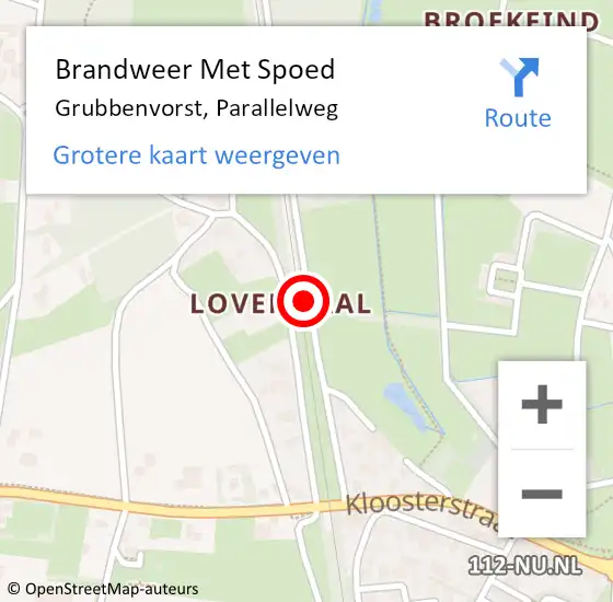 Locatie op kaart van de 112 melding: Brandweer Met Spoed Naar Grubbenvorst, Parallelweg op 16 februari 2020 20:31