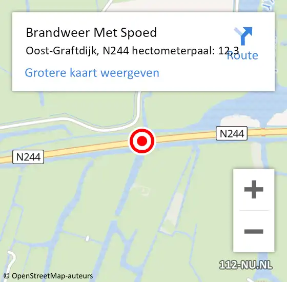 Locatie op kaart van de 112 melding: Brandweer Met Spoed Naar Oost-Graftdijk, N244 hectometerpaal: 12,3 op 28 april 2014 17:31
