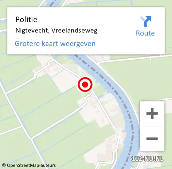 Locatie op kaart van de 112 melding: Politie Nigtevecht, Vreelandseweg op 16 februari 2020 21:49