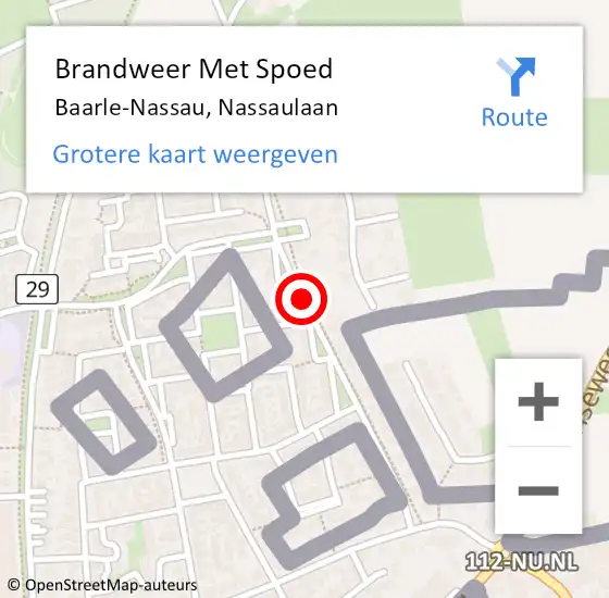 Locatie op kaart van de 112 melding: Brandweer Met Spoed Naar Baarle-Nassau, Nassaulaan op 16 februari 2020 21:52