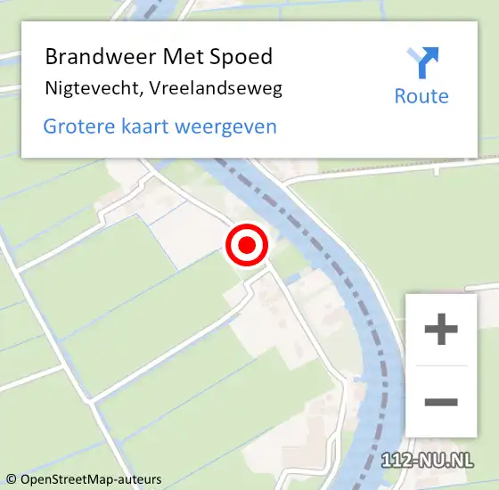 Locatie op kaart van de 112 melding: Brandweer Met Spoed Naar Nigtevecht, Vreelandseweg op 16 februari 2020 21:52