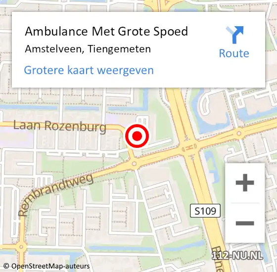 Locatie op kaart van de 112 melding: Ambulance Met Grote Spoed Naar Amstelveen, Tiengemeten op 16 februari 2020 22:07