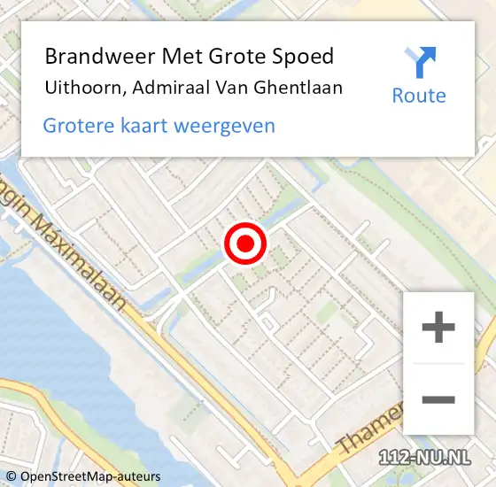 Locatie op kaart van de 112 melding: Brandweer Met Grote Spoed Naar Uithoorn, Admiraal Van Ghentlaan op 16 februari 2020 22:15