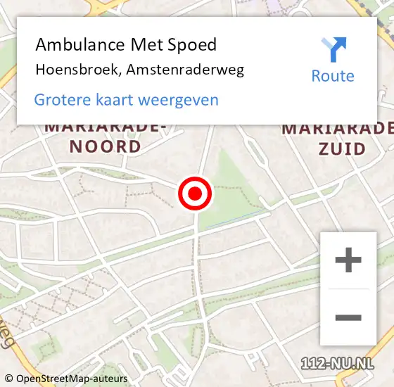 Locatie op kaart van de 112 melding: Ambulance Met Spoed Naar Hoensbroek, Amstenraderweg op 16 februari 2020 22:40