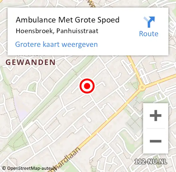 Locatie op kaart van de 112 melding: Ambulance Met Grote Spoed Naar Hoensbroek, Panhuisstraat op 16 februari 2020 22:40