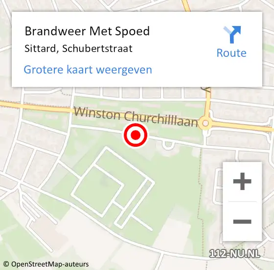 Locatie op kaart van de 112 melding: Brandweer Met Spoed Naar Sittard, Schubertstraat op 16 februari 2020 22:45