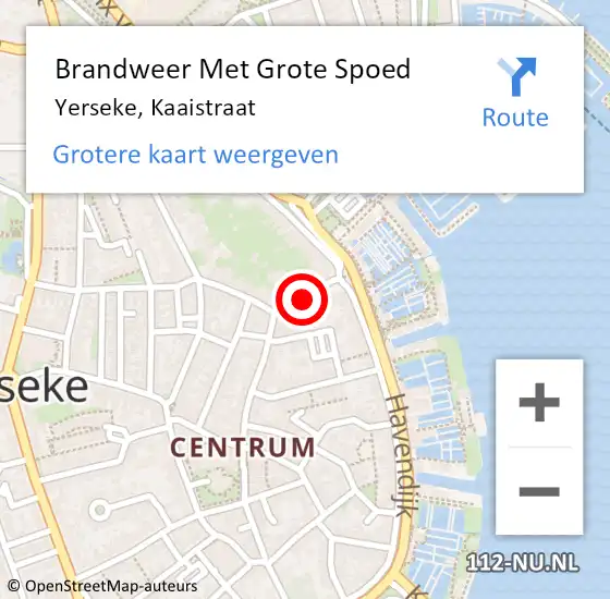 Locatie op kaart van de 112 melding: Brandweer Met Grote Spoed Naar Yerseke, Kaaistraat op 16 februari 2020 23:06