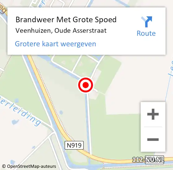 Locatie op kaart van de 112 melding: Brandweer Met Grote Spoed Naar Veenhuizen, Oude Asserstraat op 16 februari 2020 23:29