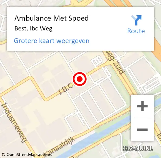 Locatie op kaart van de 112 melding: Ambulance Met Spoed Naar Best, Ibc Weg op 17 februari 2020 05:48