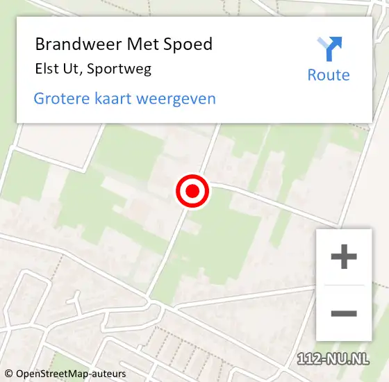 Locatie op kaart van de 112 melding: Brandweer Met Spoed Naar Elst Ut, Sportweg op 17 februari 2020 07:45