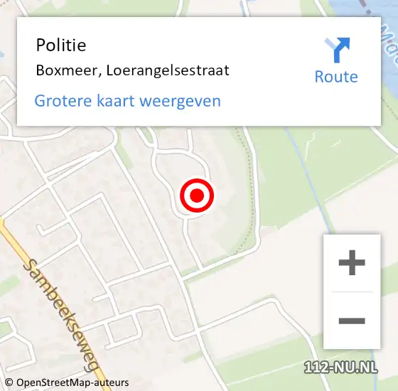 Locatie op kaart van de 112 melding: Politie Boxmeer, Loerangelsestraat op 17 februari 2020 08:29