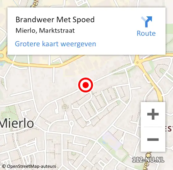 Locatie op kaart van de 112 melding: Brandweer Met Spoed Naar Mierlo, Marktstraat op 17 februari 2020 08:34