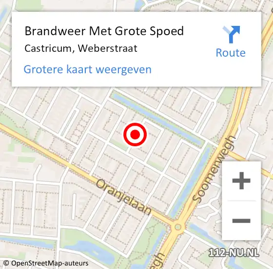 Locatie op kaart van de 112 melding: Brandweer Met Grote Spoed Naar Castricum, Weberstraat op 17 februari 2020 08:50