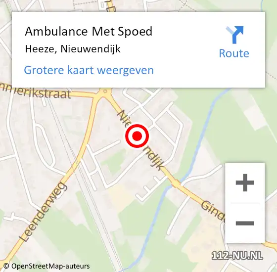 Locatie op kaart van de 112 melding: Ambulance Met Spoed Naar Heeze, Nieuwendijk op 17 februari 2020 09:43