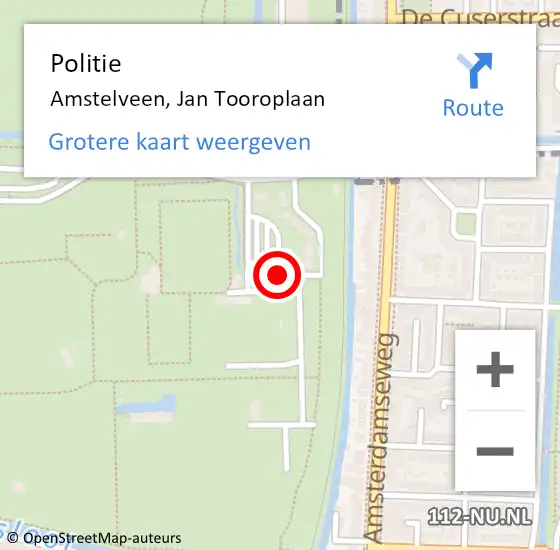 Locatie op kaart van de 112 melding: Politie Amstelveen, Jan Tooroplaan op 28 april 2014 18:01