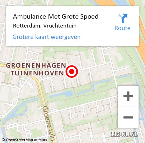 Locatie op kaart van de 112 melding: Ambulance Met Grote Spoed Naar Rotterdam, Vruchtentuin op 17 februari 2020 10:06