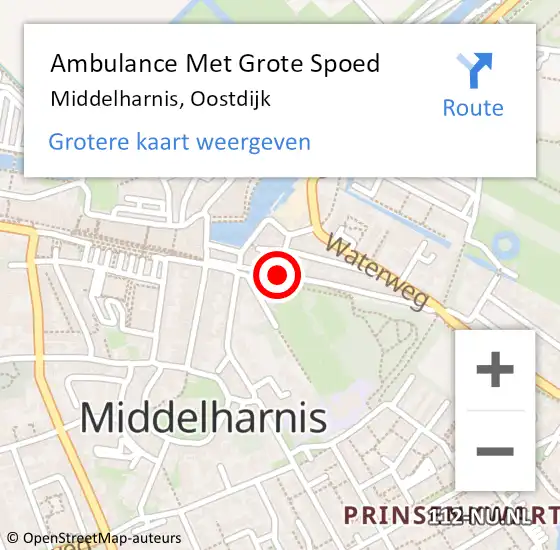 Locatie op kaart van de 112 melding: Ambulance Met Grote Spoed Naar Middelharnis, Oostdijk op 17 februari 2020 10:08