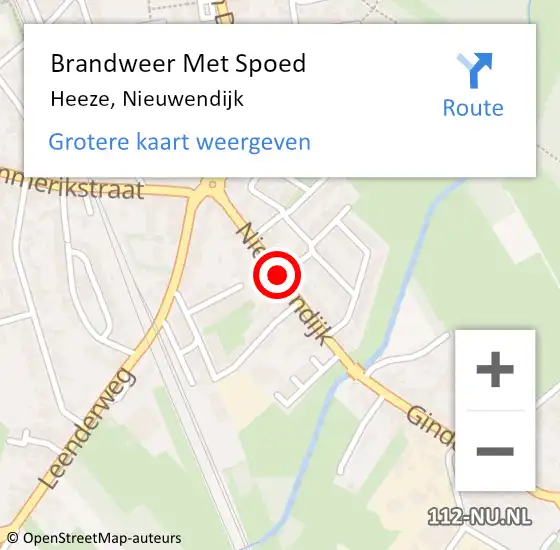 Locatie op kaart van de 112 melding: Brandweer Met Spoed Naar Heeze, Nieuwendijk op 17 februari 2020 10:17