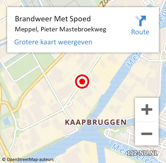 Locatie op kaart van de 112 melding: Brandweer Met Spoed Naar Meppel, Pieter Mastebroekweg op 17 februari 2020 10:42