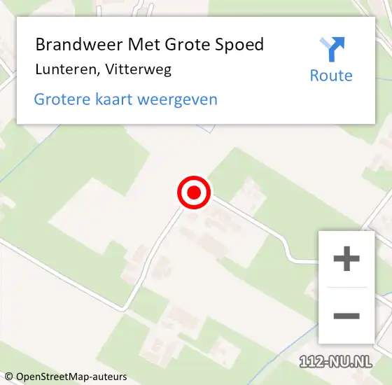 Locatie op kaart van de 112 melding: Brandweer Met Grote Spoed Naar Lunteren, Vitterweg op 17 februari 2020 10:43