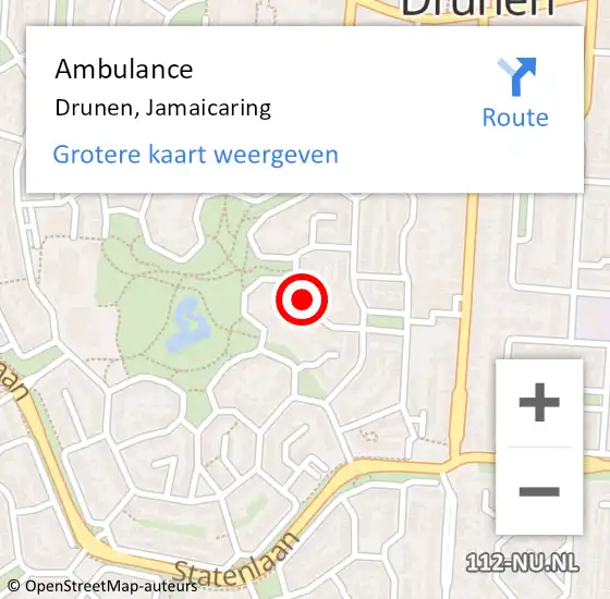 Locatie op kaart van de 112 melding: Ambulance Drunen, Jamaicaring op 17 februari 2020 10:48