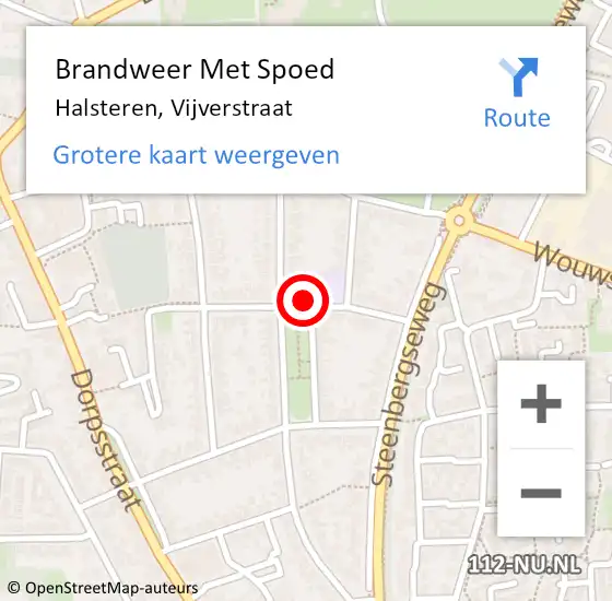 Locatie op kaart van de 112 melding: Brandweer Met Spoed Naar Halsteren, Vijverstraat op 17 februari 2020 11:00