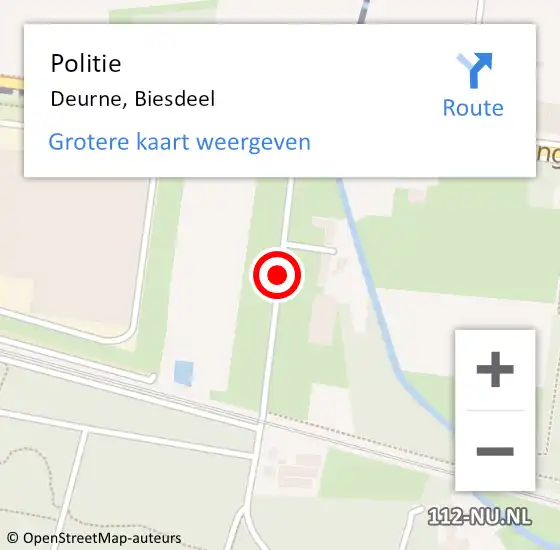 Locatie op kaart van de 112 melding: Politie Deurne, Biesdeel op 17 februari 2020 11:24