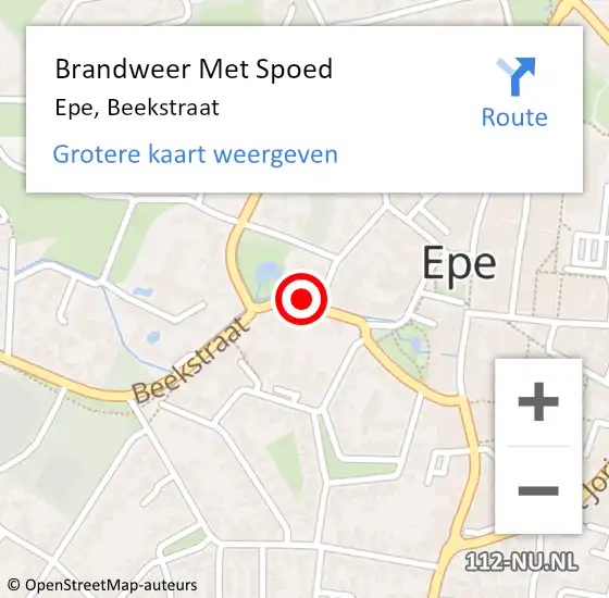 Locatie op kaart van de 112 melding: Brandweer Met Spoed Naar Epe, Beekstraat op 17 februari 2020 11:37