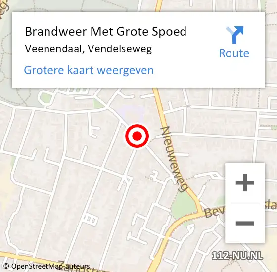 Locatie op kaart van de 112 melding: Brandweer Met Grote Spoed Naar Veenendaal, Vendelseweg op 17 februari 2020 11:52