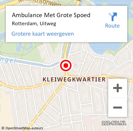 Locatie op kaart van de 112 melding: Ambulance Met Grote Spoed Naar Rotterdam, Uitweg op 17 februari 2020 12:12
