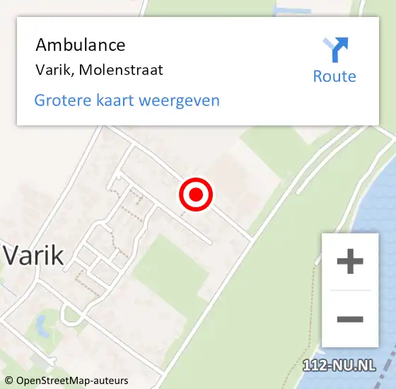 Locatie op kaart van de 112 melding: Ambulance Varik, Molenstraat op 17 februari 2020 12:34