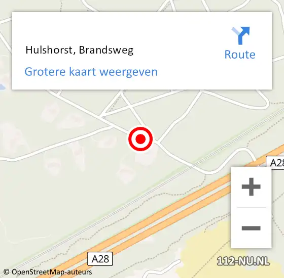 Locatie op kaart van de 112 melding:  Hulshorst, Brandsweg op 17 februari 2020 13:57