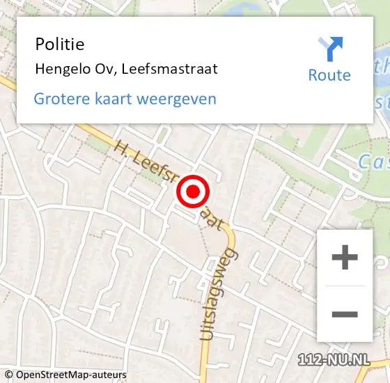 Locatie op kaart van de 112 melding: Politie Hengelo Ov, Leefsmastraat op 17 februari 2020 13:59