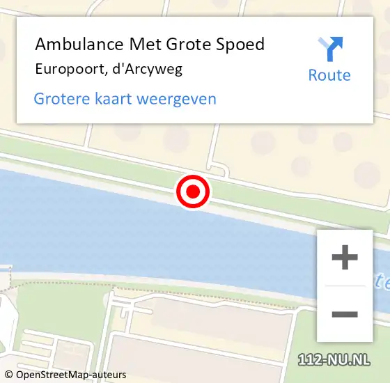 Locatie op kaart van de 112 melding: Ambulance Met Grote Spoed Naar Europoort, d'Arcyweg op 17 februari 2020 14:20
