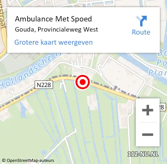 Locatie op kaart van de 112 melding: Ambulance Met Spoed Naar Gouda, Provincialeweg West op 17 februari 2020 14:38