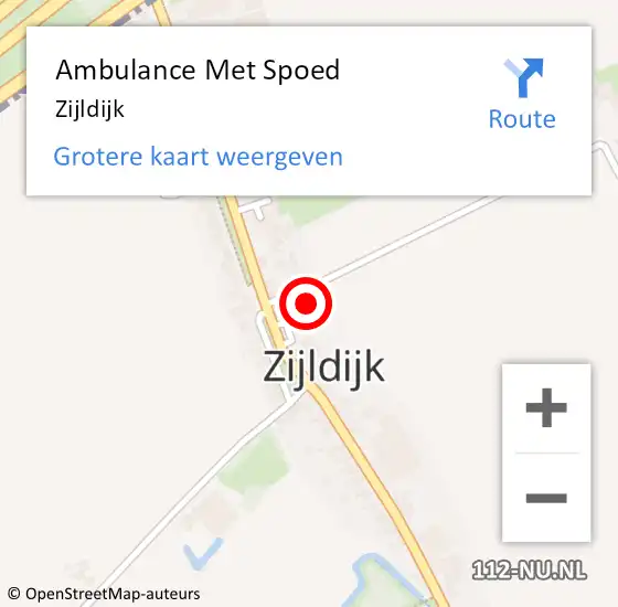 Locatie op kaart van de 112 melding: Ambulance Met Spoed Naar Zijldijk op 17 februari 2020 15:04