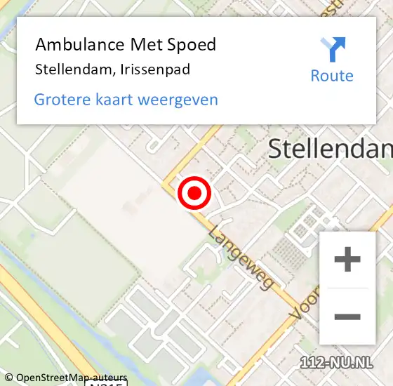 Locatie op kaart van de 112 melding: Ambulance Met Spoed Naar Stellendam, Irissenpad op 17 februari 2020 16:05