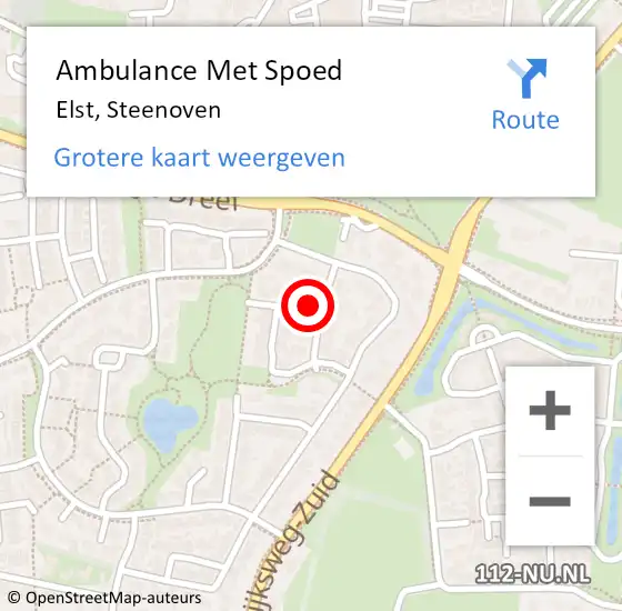 Locatie op kaart van de 112 melding: Ambulance Met Spoed Naar Elst, Steenoven op 17 februari 2020 16:13