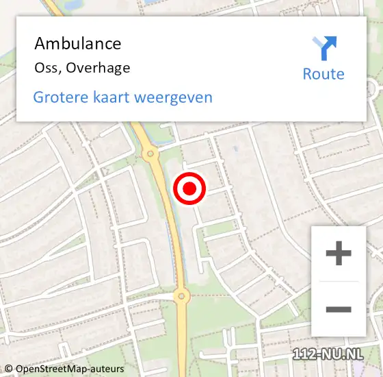 Locatie op kaart van de 112 melding: Ambulance Oss, Overhage op 17 februari 2020 16:37