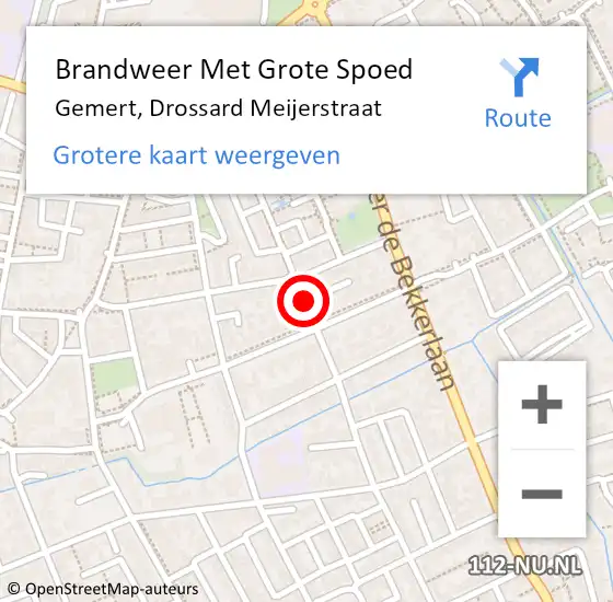 Locatie op kaart van de 112 melding: Brandweer Met Grote Spoed Naar Gemert, Drossard Meijerstraat op 17 februari 2020 16:45