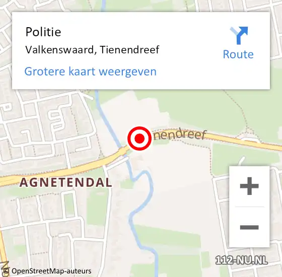 Locatie op kaart van de 112 melding: Politie Valkenswaard, Tienendreef op 17 februari 2020 17:00