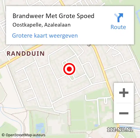 Locatie op kaart van de 112 melding: Brandweer Met Grote Spoed Naar Oostkapelle, Azalealaan op 17 februari 2020 17:08