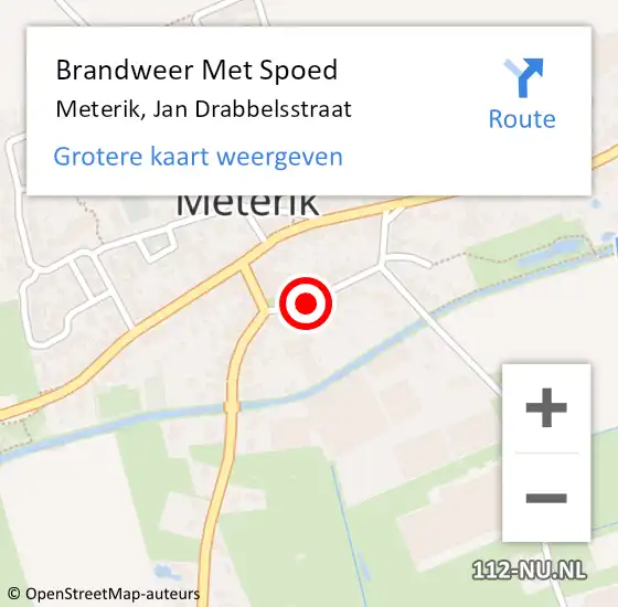 Locatie op kaart van de 112 melding: Brandweer Met Spoed Naar Meterik, Jan Drabbelsstraat op 17 februari 2020 17:13