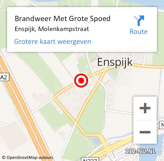 Locatie op kaart van de 112 melding: Brandweer Met Grote Spoed Naar Enspijk, Molenkampstraat op 17 februari 2020 17:23