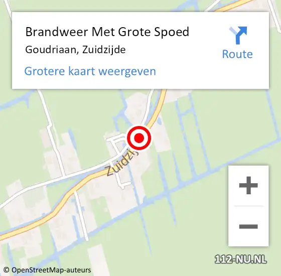 Locatie op kaart van de 112 melding: Brandweer Met Grote Spoed Naar Goudriaan, Zuidzijde op 17 februari 2020 18:18