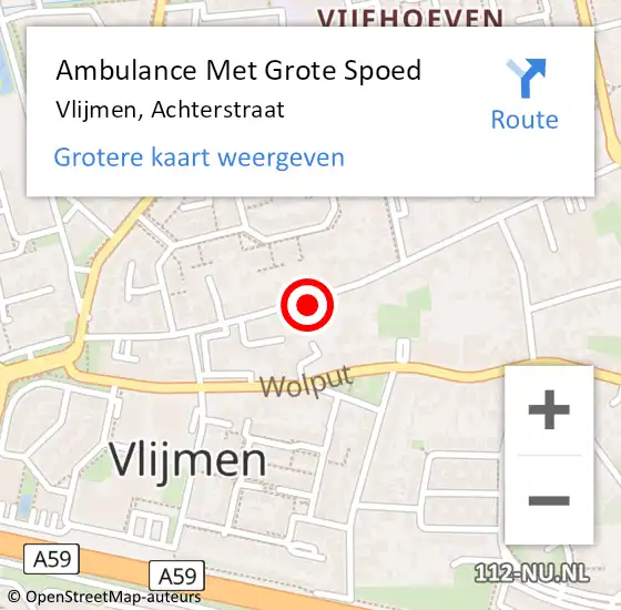 Locatie op kaart van de 112 melding: Ambulance Met Grote Spoed Naar Vlijmen, Achterstraat op 17 februari 2020 18:24