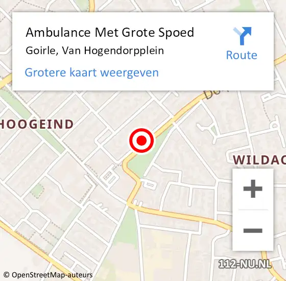 Locatie op kaart van de 112 melding: Ambulance Met Grote Spoed Naar Goirle, Van Hogendorpplein op 17 februari 2020 18:48