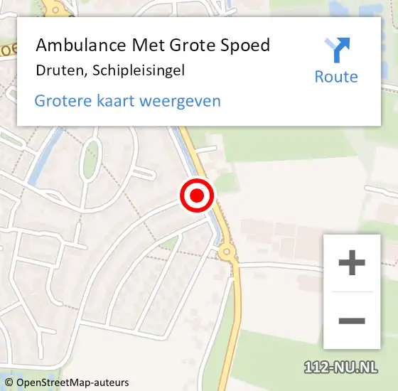 Locatie op kaart van de 112 melding: Ambulance Met Grote Spoed Naar Druten, Schipleisingel op 17 februari 2020 18:50