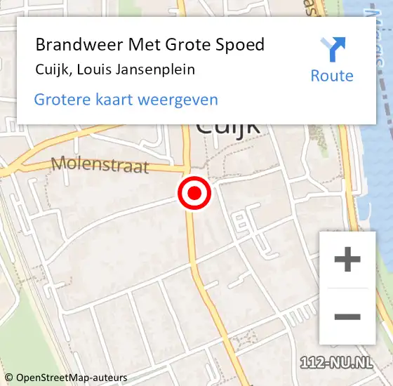 Locatie op kaart van de 112 melding: Brandweer Met Grote Spoed Naar Cuijk, Louis Jansenplein op 17 februari 2020 19:09