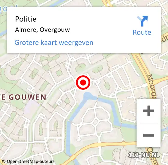 Locatie op kaart van de 112 melding: Politie Almere, Overgouw op 17 februari 2020 20:01